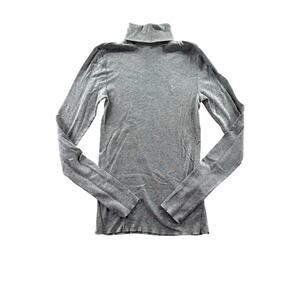 Ralph Lauren Sport Turtleneck Womens M Light Gray Pima Cotton Blend Old Money